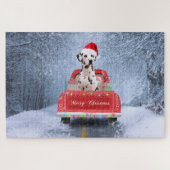 Dalmatiaanse hond op sneeuw in kerstmis legpuzzel (Horizontaal)