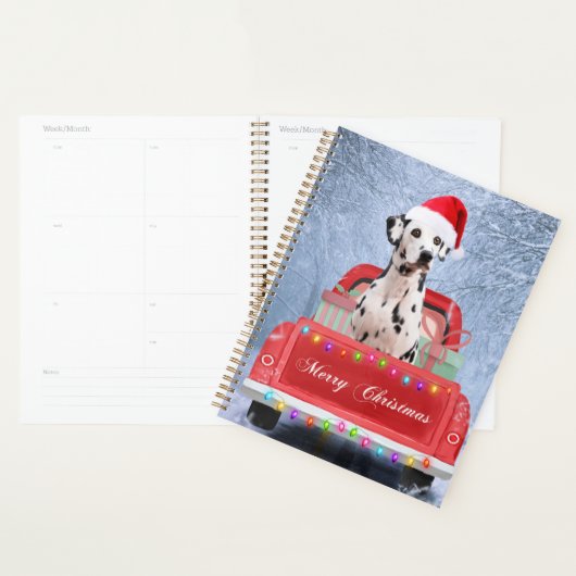 Dalmatiaanse hond op sneeuw in kerstmis planner (Display)