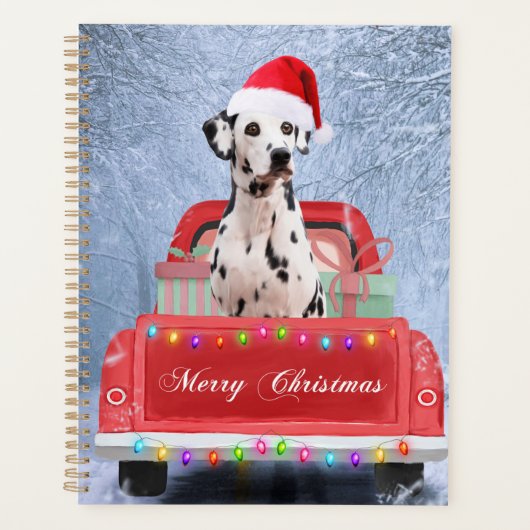 Dalmatiaanse hond op sneeuw in kerstmis planner (Voorkant)