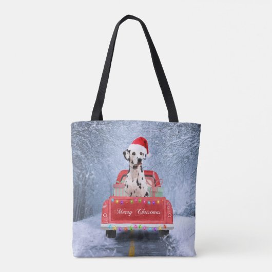 Dalmatiaanse hond op sneeuw in kerstmis tote bag (Achterkant)