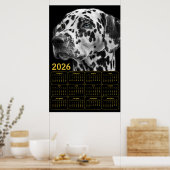Dalmatiaanse kalender 2026 – Zwart & Wit Elegantie Poster (Keuken)