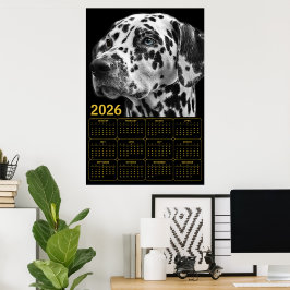 Dalmatiaanse kalender 2026 – Zwart & Wit Elegantie Poster