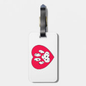 Dalmatiaanse poot afdrukken in rood hart bagagelabel (Achterkant verticaal)