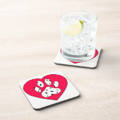 Dalmatiaanse poot afdrukken in rood hart bier onderzetter (Rechterzijde)