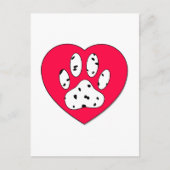 Dalmatiaanse poot afdrukken in rood hart briefkaart (Voorkant)