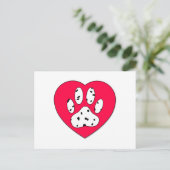Dalmatiaanse poot afdrukken in rood hart briefkaart (Staand voorkant)