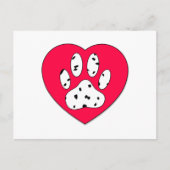 Dalmatiaanse poot afdrukken in rood hart briefkaart (Voorkant)