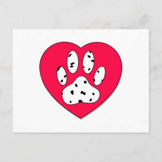 Dalmatiaanse poot afdrukken in rood hart briefkaart (Voorkant)