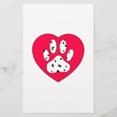 Dalmatiaanse poot afdrukken in rood hart briefpapier (Voorkant)