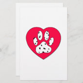 Dalmatiaanse poot afdrukken in rood hart briefpapier (Voorkant / Achterkant)