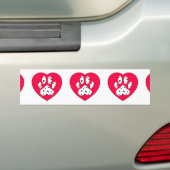 Dalmatiaanse poot afdrukken in rood hart bumpersticker (Op auto)