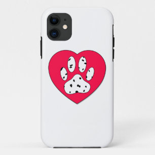 Dalmatiaanse poot afdrukken in rood hart iPhone 11 hoesje