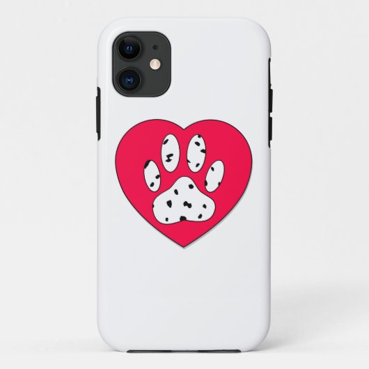 Dalmatiaanse poot afdrukken in rood hart Case-Mate iPhone case (Achterkant)