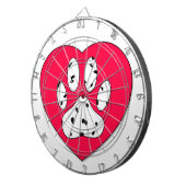 Dalmatiaanse poot afdrukken in rood hart dartbord (Voorkant Rechts)