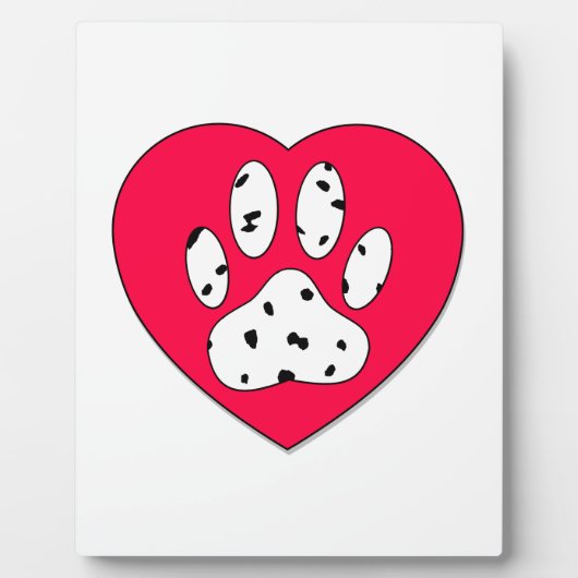 Dalmatiaanse poot afdrukken in rood hart fotoplaat (Voorkant)