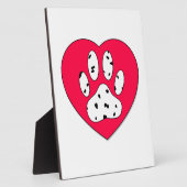 Dalmatiaanse poot afdrukken in rood hart fotoplaat (Zijkant)