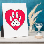Dalmatiaanse poot afdrukken in rood hart fotoplaat (Zijkant)