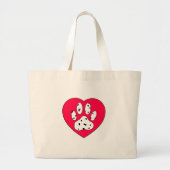 Dalmatiaanse poot afdrukken in rood hart grote tote bag (Voorkant)
