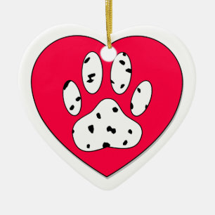 Dalmatiaanse poot afdrukken in rood hart keramisch ornament