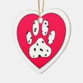 Dalmatiaanse poot afdrukken in rood hart keramisch ornament (Links)