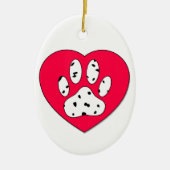 Dalmatiaanse poot afdrukken in rood hart keramisch ornament (Voorkant)