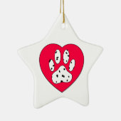 Dalmatiaanse poot afdrukken in rood hart keramisch ornament (Rechts)