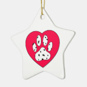 Dalmatiaanse poot afdrukken in rood hart keramisch ornament (Links)