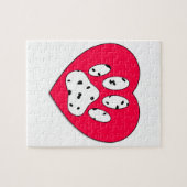 Dalmatiaanse poot afdrukken in rood hart legpuzzel (Horizontaal)