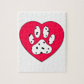 Dalmatiaanse poot afdrukken in rood hart legpuzzel (Verticaal)
