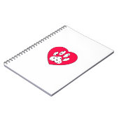 Dalmatiaanse poot afdrukken in rood hart notitieboek (Linkerzijde)