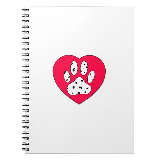 Dalmatiaanse poot afdrukken in rood hart notitieboek (Voorkant)
