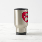 Dalmatiaanse poot afdrukken in rood hart reisbeker (Center)