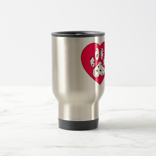 Dalmatiaanse poot afdrukken in rood hart reisbeker (Center)