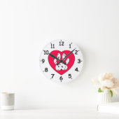 Dalmatiaanse poot afdrukken in rood hart ronde klok (Huis)