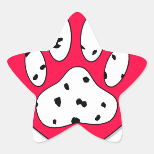 Dalmatiaanse poot afdrukken in rood hart ster sticker