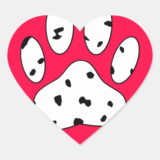 Dalmatiaanse poot afdrukken in rood hart sticker (Voorkant)