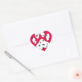 Dalmatiaanse poot afdrukken in rood hart sticker (Envelop)