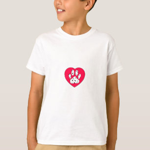 Dalmatiaanse poot afdrukken in rood hart t-shirt