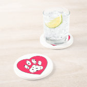 Dalmatiaanse poot afdrukken in rood hart zandsteen onderzetter (Zijkant)