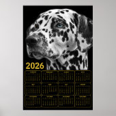 Dalmatian 2026 Calendar – Black & White Elegance Poster (Voorkant)