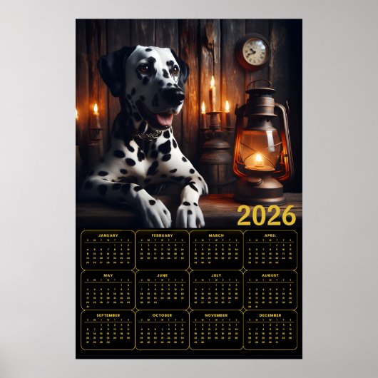 Dalmatian 2026 Rustic Calendar Poster (Voorkant)