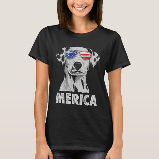 Dalmatian 4th of July Merica Men American Flag Sun T-shirt (Voorkant)