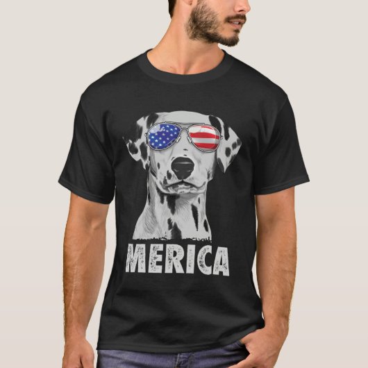 Dalmatian 4th of July Merica Men American Flag Sun T-shirt (Voorkant)