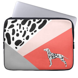 Dalmatian Abstract blok afdrukken - Coral Pink Laptop Sleeve