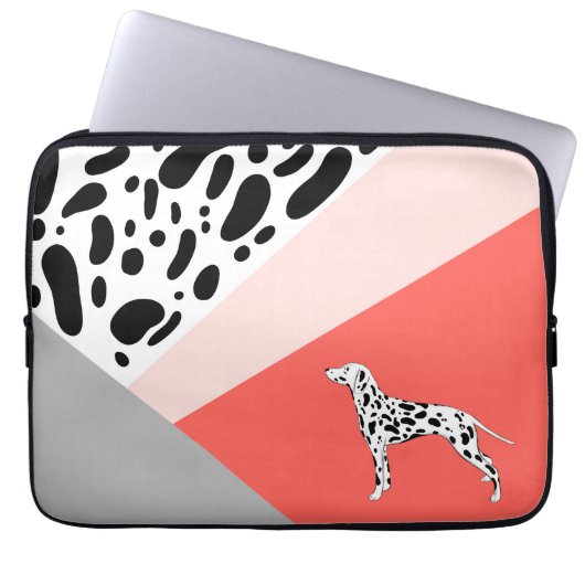 Dalmatian Abstract blok afdrukken - Coral Pink Laptop Sleeve (Voorkant)