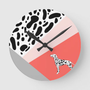 Dalmatian Abstract blok afdrukken - Coral Pink Ronde Klok