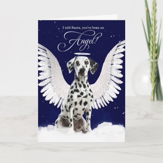 Dalmatian Angel Dog met Wings Kerstmis Feestdagen Kaart (Voorkant)