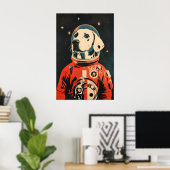 Dalmatian Astronaut Poster, Dalmatian Retro Print (Thuiskantoor)