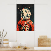 Dalmatian Astronaut Poster, Dalmatian Retro Print (Keuken)