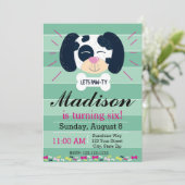 Dalmatian Birthday Invitation (groene strepen) Kaart (Staand voorkant)